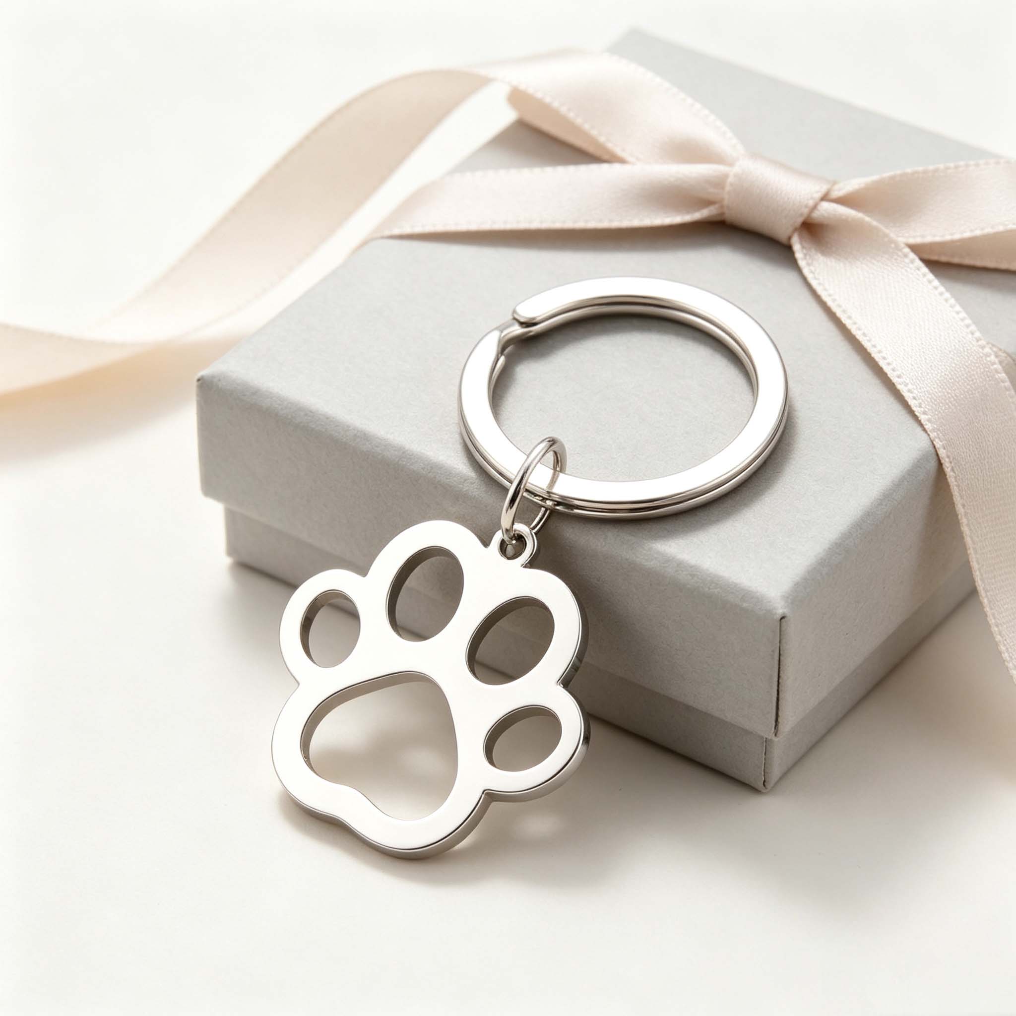 Mens Dog Tag Necklace - 5Pcs Stainless Steel Dog Paw Keychain,