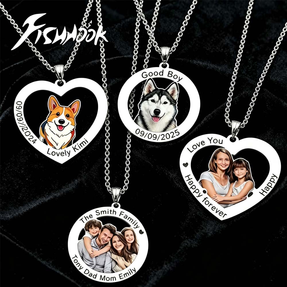 Mens Dog Tag Necklace - Print Photo Necklace Personalized Custom Gift