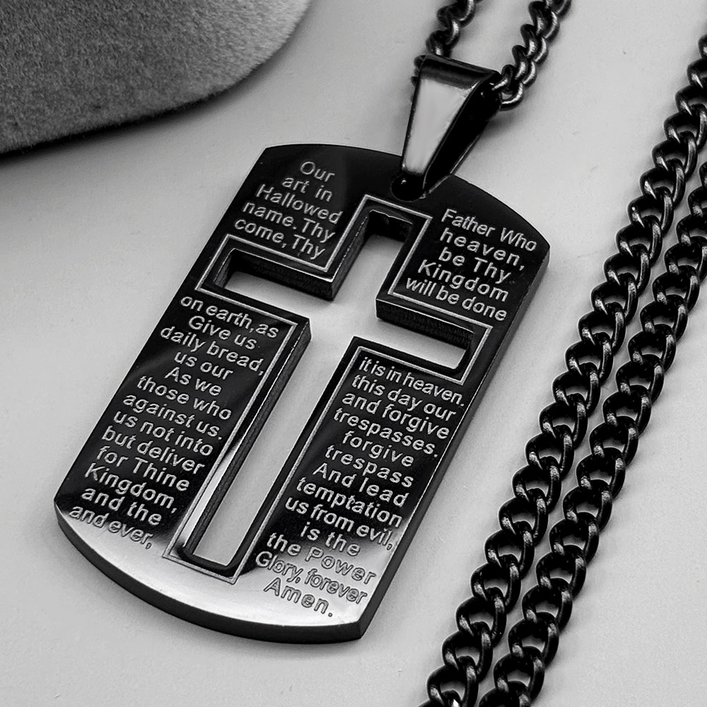 Christian Bible Cross Dog Tag  - đánh giá và giá Mens Dog Tag Necklace