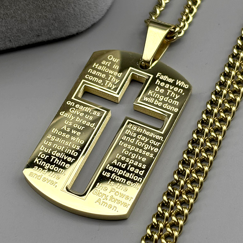 Christian Bible Cross Dog Tag  - đánh giá và giá Mens Dog Tag Necklace