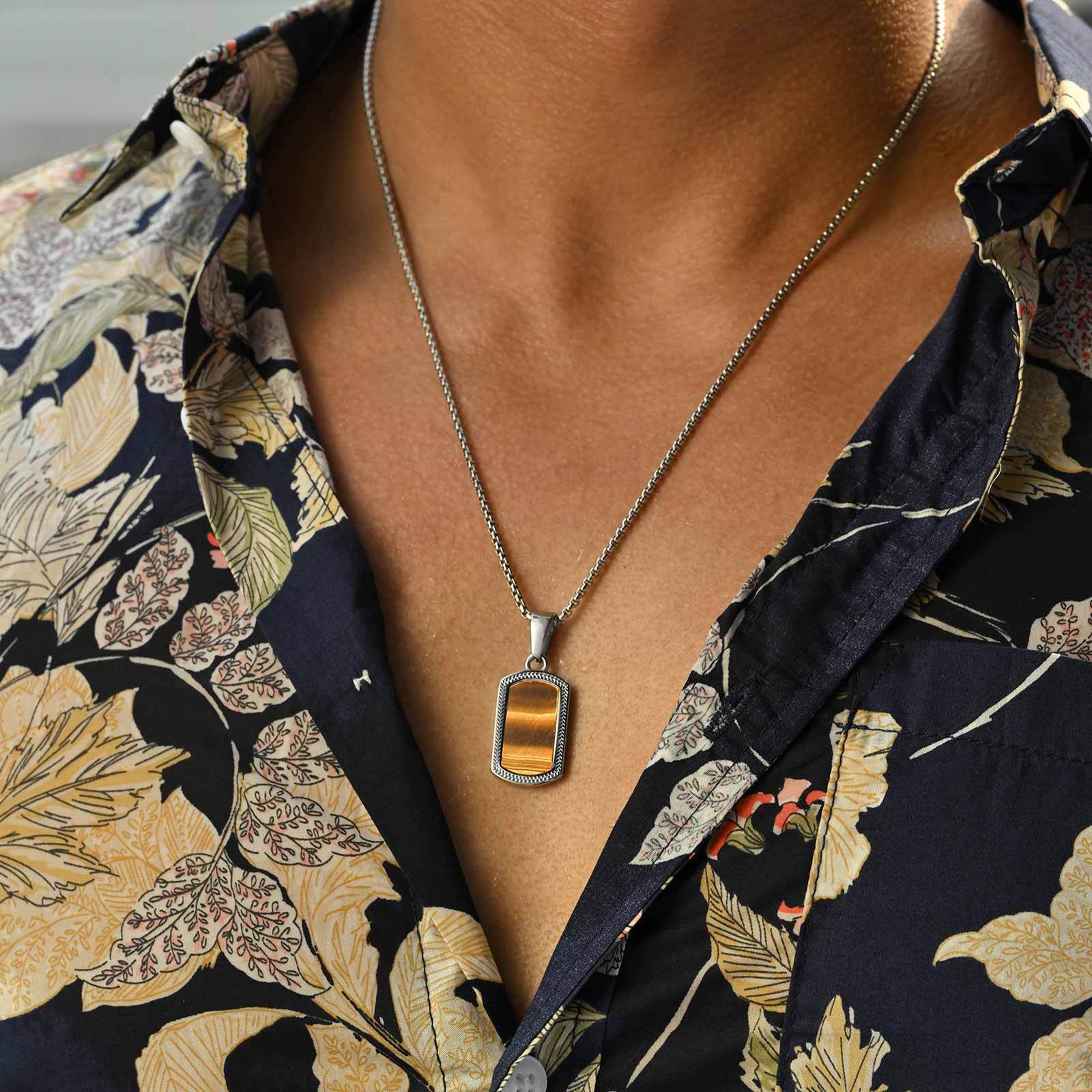 Vnox Stainless Steel Tiger Eye - đánh giá và giá Mens Dog Tag Necklace