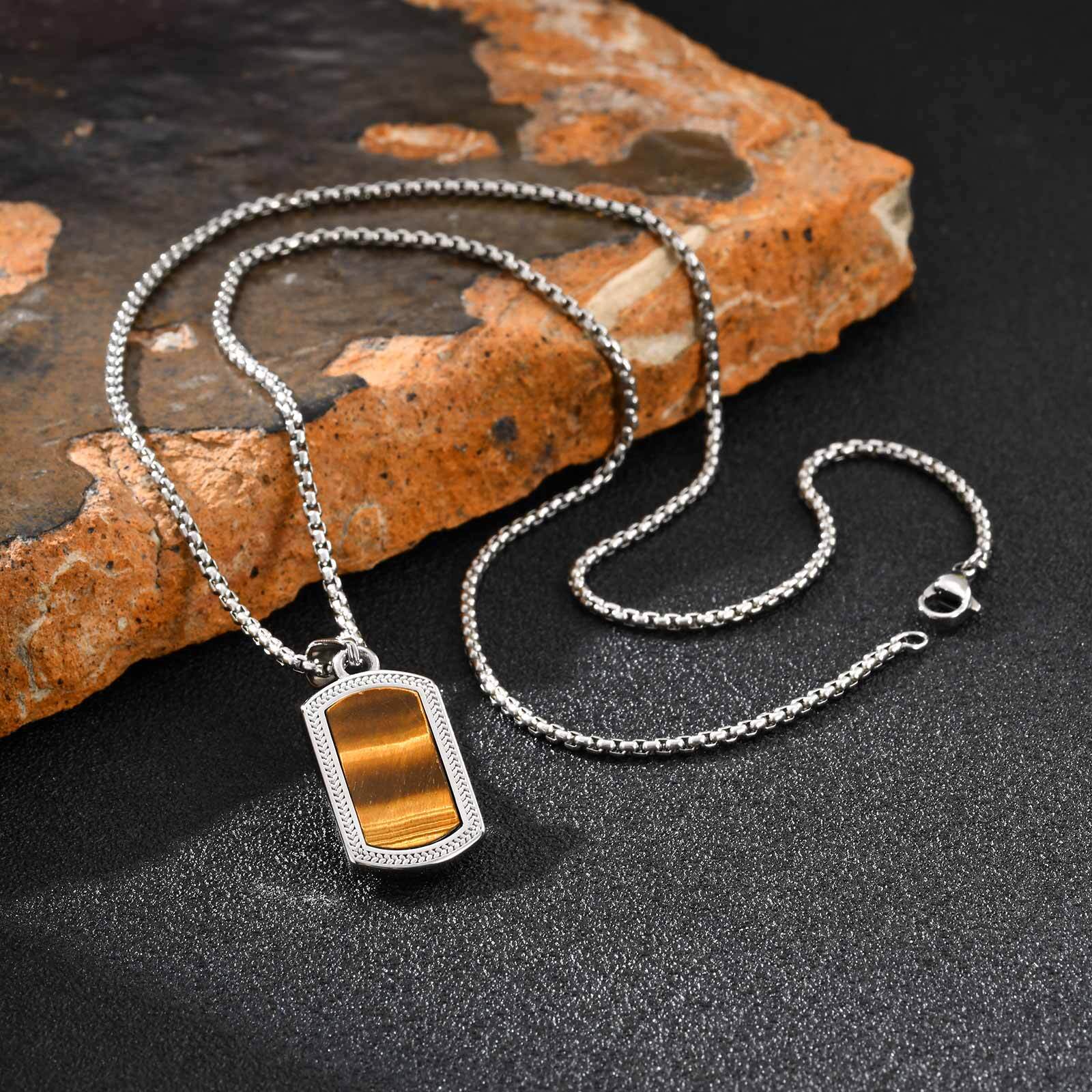 Vnox Stainless Steel Tiger Eye - đánh giá và giá Mens Dog Tag Necklace